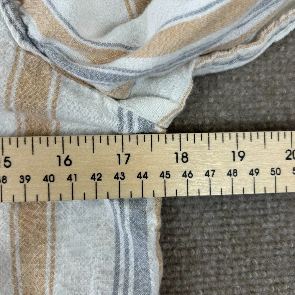 LC Lauren Conrad Top Womens XS White Striped Puff Sleeve Round Hem‎ Keyhole